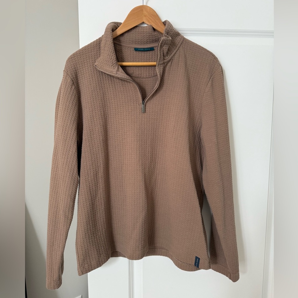 Perry Ellis Textured Pullover Quarter Zip Sweater